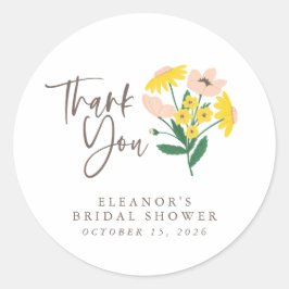 Personalisiert Dankeschön Brautparty Wildblumen Runder Aufkleber