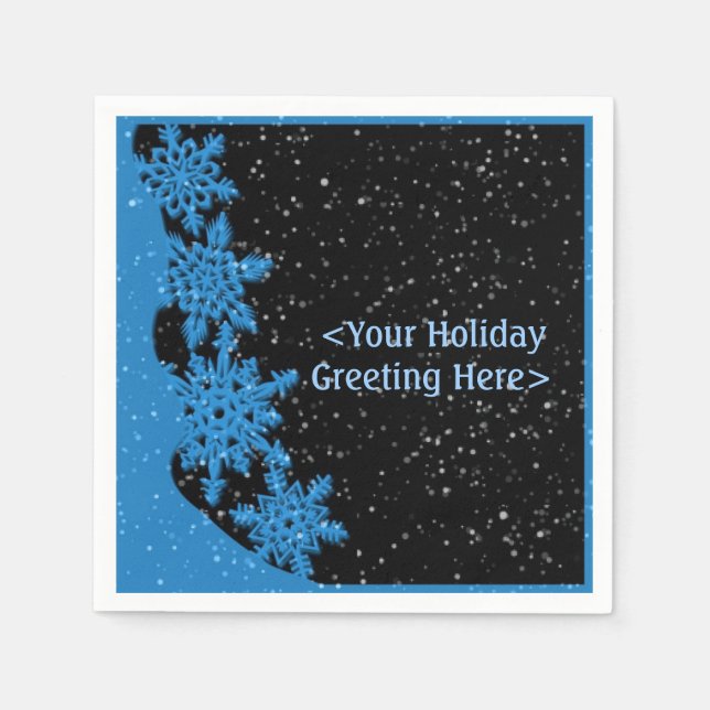 Personalisiert Dark Blue Christmas Snowflake Napki Serviette (Vorderseite)