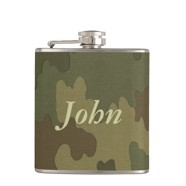Personalisiert Dark Camouflage Flask Flachmann (Vorderseite)