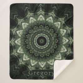 Personalisiert Dark Green Hosta Mandala Sherpadecke