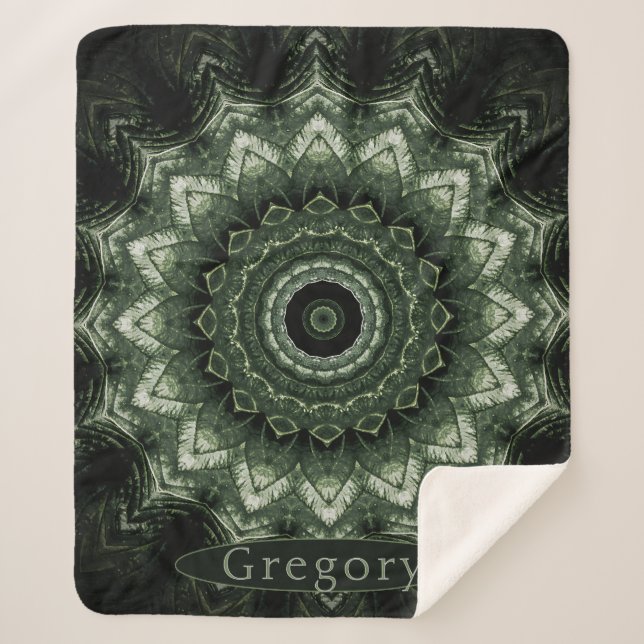 Personalisiert Dark Green Hosta Mandala Sherpadecke (Vorderseite)