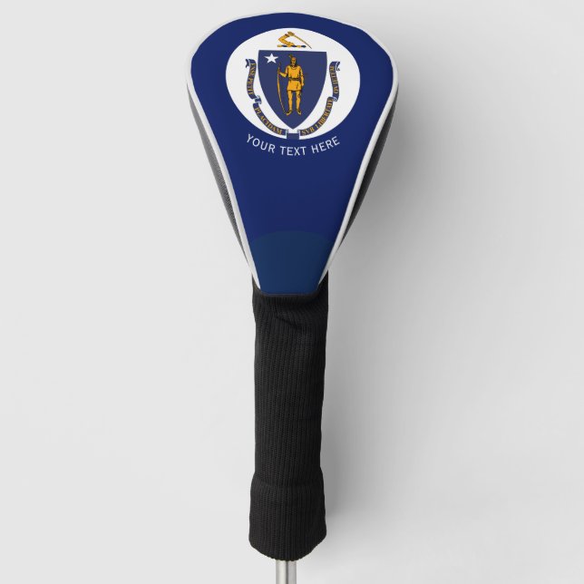 Personalisiert das Flag "Text Massachusetts State" Golf Headcover (Vorderseite)