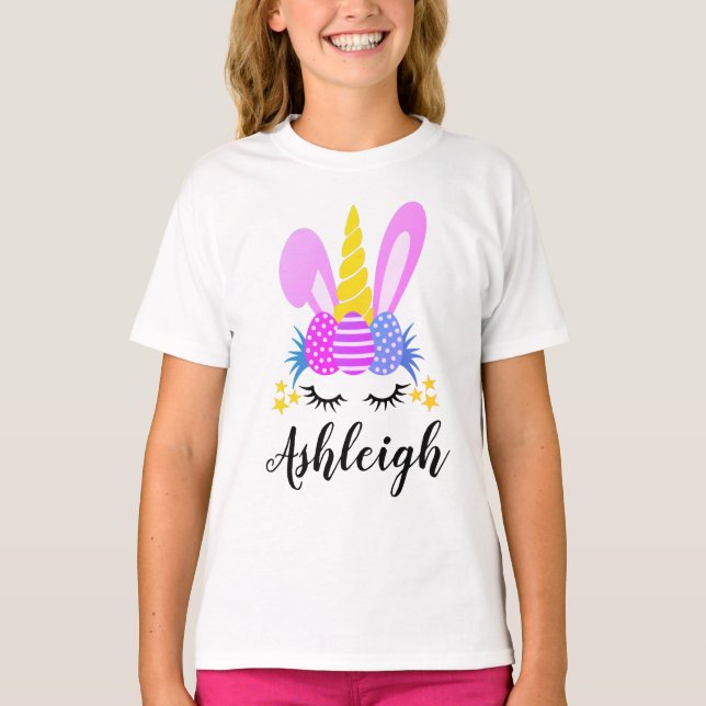 Personalisiert Daughter Ostergeschenk Bunny Rabbit T-Shirt (Vorderseite)