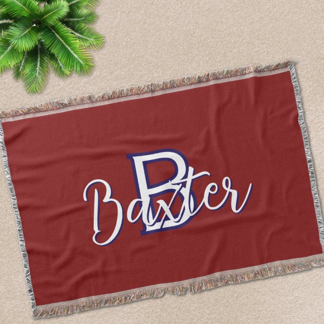 Personalisiert Decke (Red White & Blue Name and Monogram Personalized Throw Blanket
)