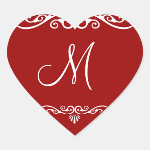 Personalisiert Decorative Monogramm Herz-Aufkleber