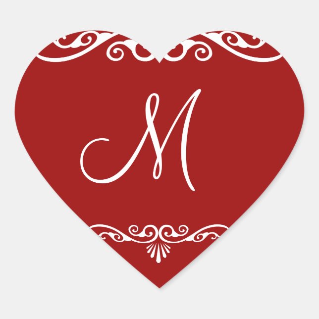 Personalisiert Decorative Monogramm Herz-Aufkleber (Vorderseite)