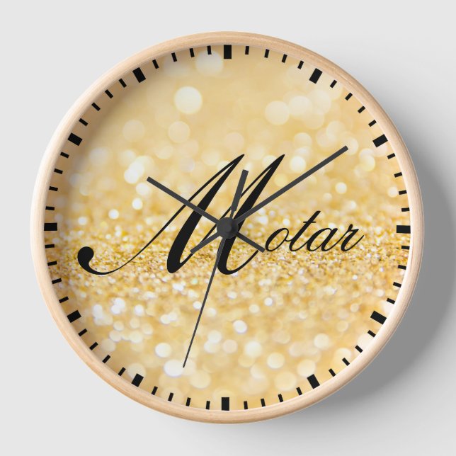 Personalisiert Dein Name Goldener Stil Uhr (Vorderseite)