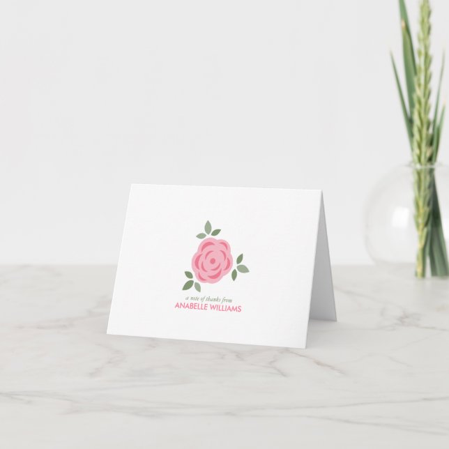 Personalisiert Delikate rosa Blume Dankeskarte (Vorderseite)