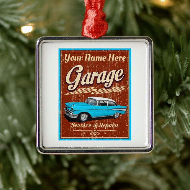 Personalisiert Deluxe Car Garage Ornament Aus Metall (Baum)