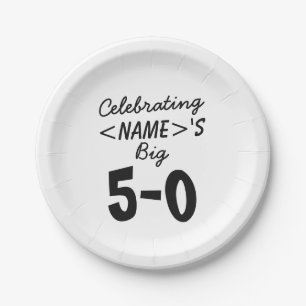 Personalisiert, den 50. Geburtstag großes 5-0 Pappteller
