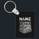 Personalisiert den Mann, den Mythos, die Legende Schlüsselanhänger<br><div class="desc">Personalisierte den eigenen Namen "The Man the Myth the Legend" Typografie-Design,  großartige Sondergeschenke für Männer,  Vater,  Opa,  Ehemann,  Freund am Tag des Vaters,  Geburtstag,  Jahrestag und jeden besonderen Tag.</div>