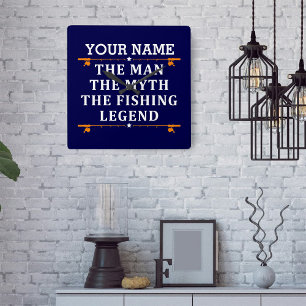 Personalisiert der Mann der Mythos der Fischfang L Quadratische Wanduhr