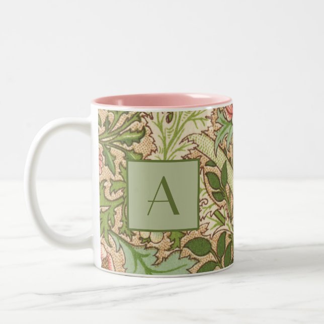Personalisiert Design William Morris Pattern Zweifarbige Tasse (Links)