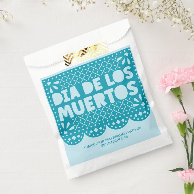 Personalisiert Dia de los Muertos Blue Picado Pape Geschenktütchen (Versiegelt)