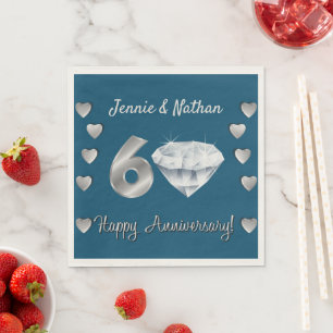 Personalisiert Diamond, 60 Jahre alt Napkins Serviette