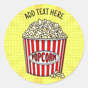 Personalisiert diese Retro Pop Art Popcorn Runder Aufkleber