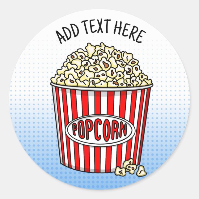 Personalisiert diese Retro Pop Art Popcorn Runder Aufkleber (Vorderseite)
