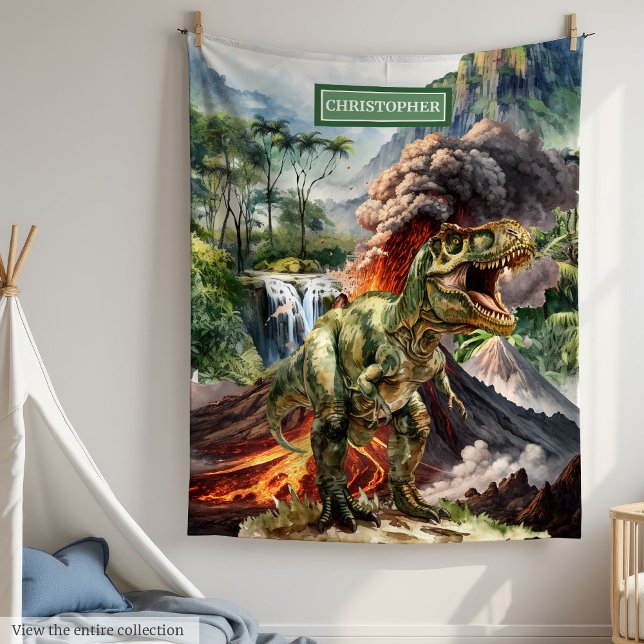 Personalisiert Dinosaur Blanket Boy Birthday T-Rex Fleecedecke (Personalized Dinosaur Blanket Boy Birthday Gift)