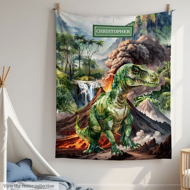 Personalisiert Dinosaur Blanket Geburtstagsgeschen Fleecedecke (Personalized Dinosaur Blanket Birthday Gift for Kids)