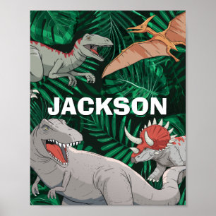 Personalisiert Dinosaur Kinder Dino Jurassic Trex  Poster