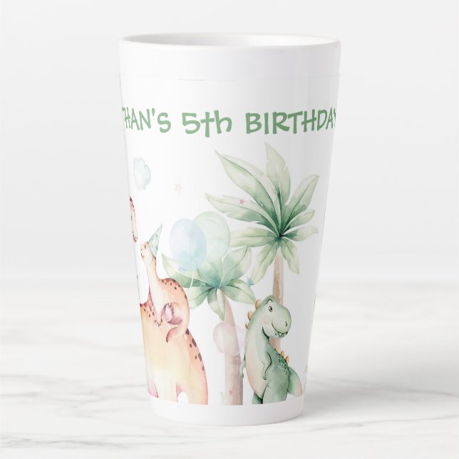 Personalisiert Dinosaur Latte Tasse (Vorderseite)