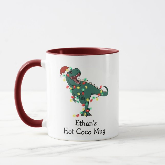 Personalisiert Dinosaurier Hot Coco Tasse (Links)