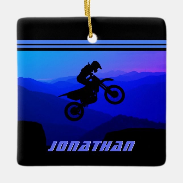 Personalisiert Dirt Bike Motocross Weihnachten Keramikornament (Vorderseite)