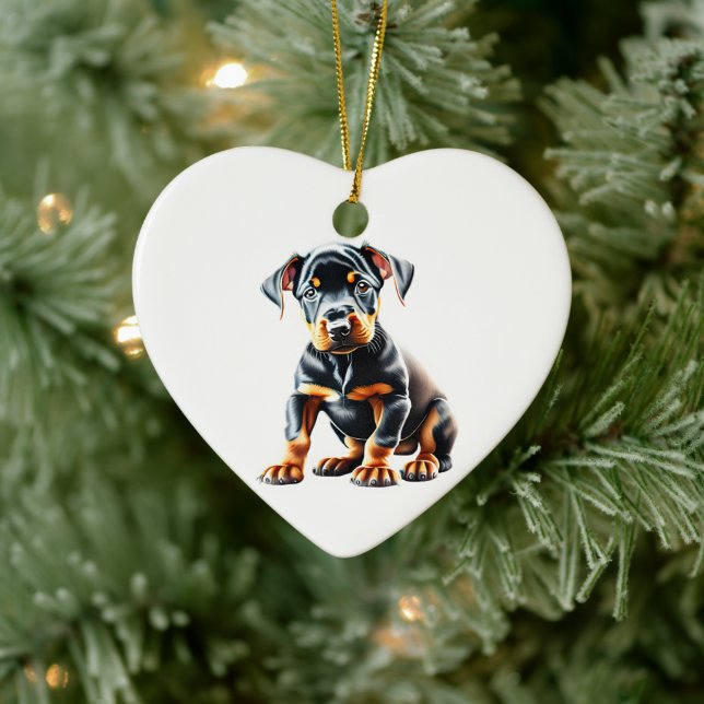 Personalisiert Doberman Pinscher Puppy Keramik Ornament (Baum)