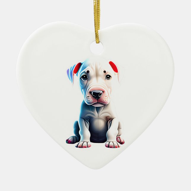 Personalisiert Dogo Argentino Welppy Keramik Ornament (Vorne)