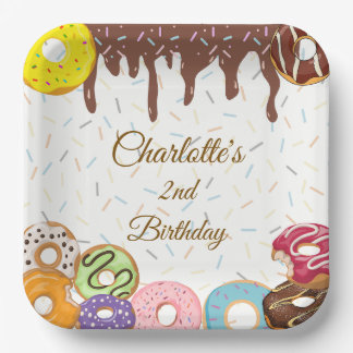 Personalisiert Donut Party Geburtstagspapier Telle Pappteller