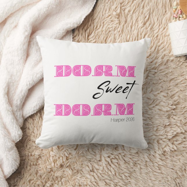 Personalisiert Dorm Sweet Dorm Pink Kissen (Decke)