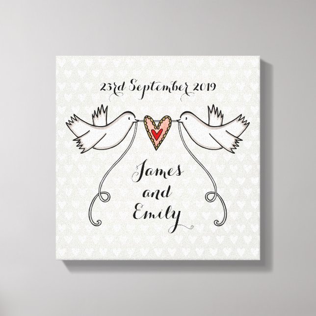 Personalisiert Doves Leinwand Picture Wedding-Gesc (Vorderseite)