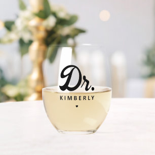 Personalisiert Dr. Bold Typografy Doctor Abschluss Weinglas Ohne Stiel