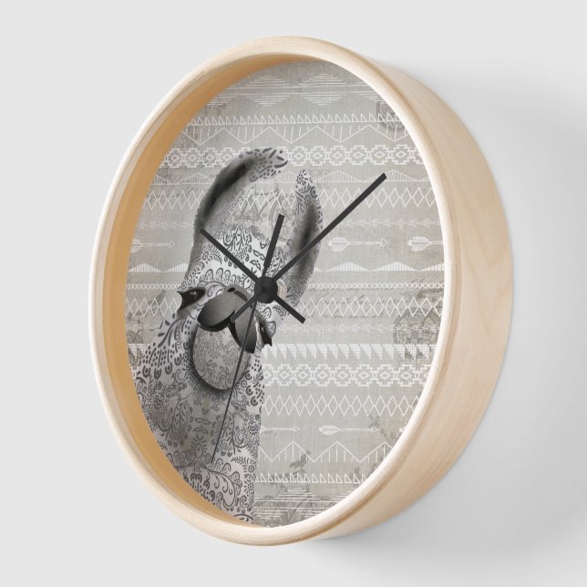Personalisiert Drama Llama Wanduhr (Winkel)
