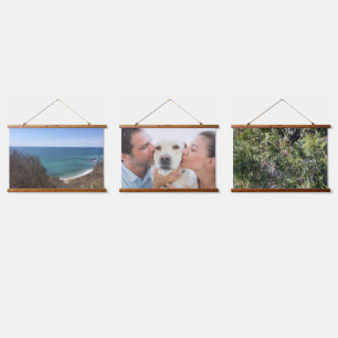 Personalisiert drei Bilder mit benutzerdefiniertem Wandteppich Mit Holzrahmen