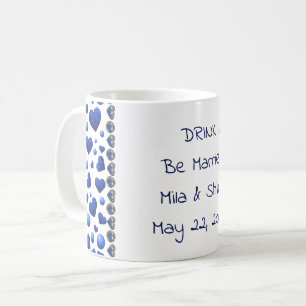 Personalisiert Drink, Blue Glitzer Herz auf whall Kaffeetasse