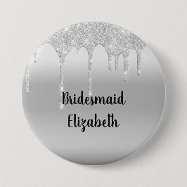 Personalisiert Driving Glitzer Silver Bridesmaid Button
