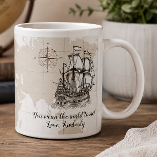 Personalisiert Du bedeutest mir die Welt Nautical Jumbo-Tasse