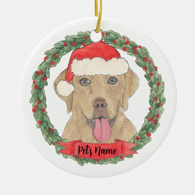 Personalisiert Dudley Labrador Keramik Ornament (Vorne)