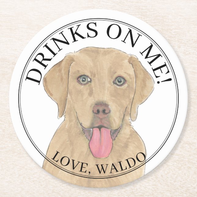 Personalisiert Dudley Labrador Wedding Runder Pappuntersetzer (Vorderseite)