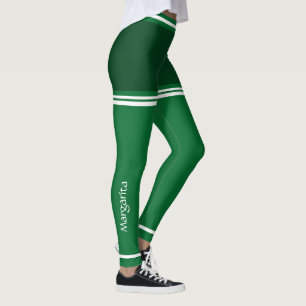Personalisiert dunkelgrün und weiß Niedlich Leggings