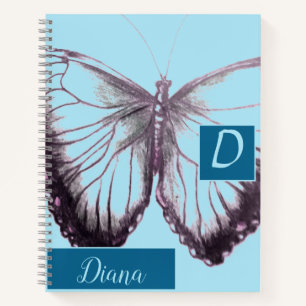 Personalisiert durch Name Butterfly Notizbuch