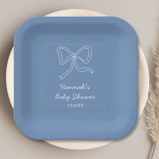 Personalisiert Dusty Blue Baby Duschpapier Teller (Personalized Dusty Blue Baby Shower Paper Plates
)