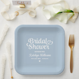 Personalisiert Dusty Blue Wedding Brautparty Pappteller