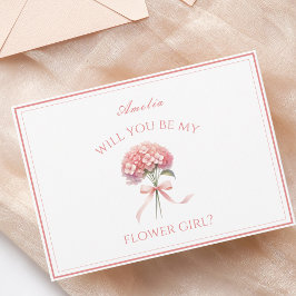 Personalisiert Dusty Rose Hydrangea Bow Flower Gir Karte