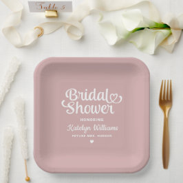 Personalisiert Dusty Rose Wedding Brautparty Pappteller