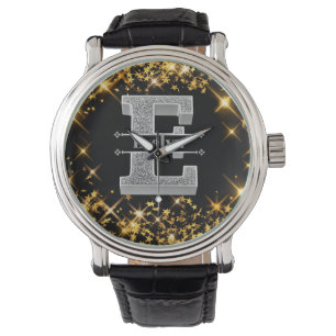 Personalisiert E Initial Silver Monogram Ihr Name Armbanduhr