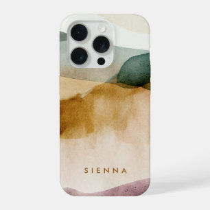 Personalisiert Earth Tone Abstrakte Wasserfarbe iPhone 15 Pro Hülle