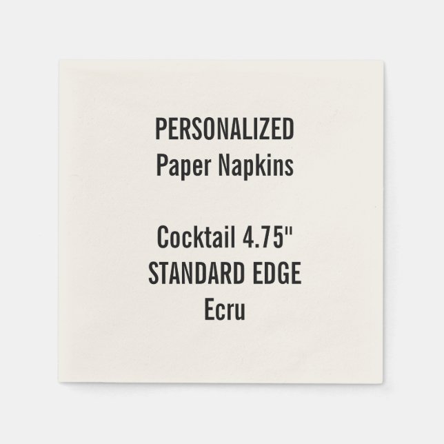 Personalisiert Ecru Standard Cocktailpapier Napkin Serviette (Vorderseite)