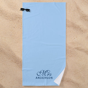 Personalisiert Editable Colors Elegante Script Mrs Strandtuch